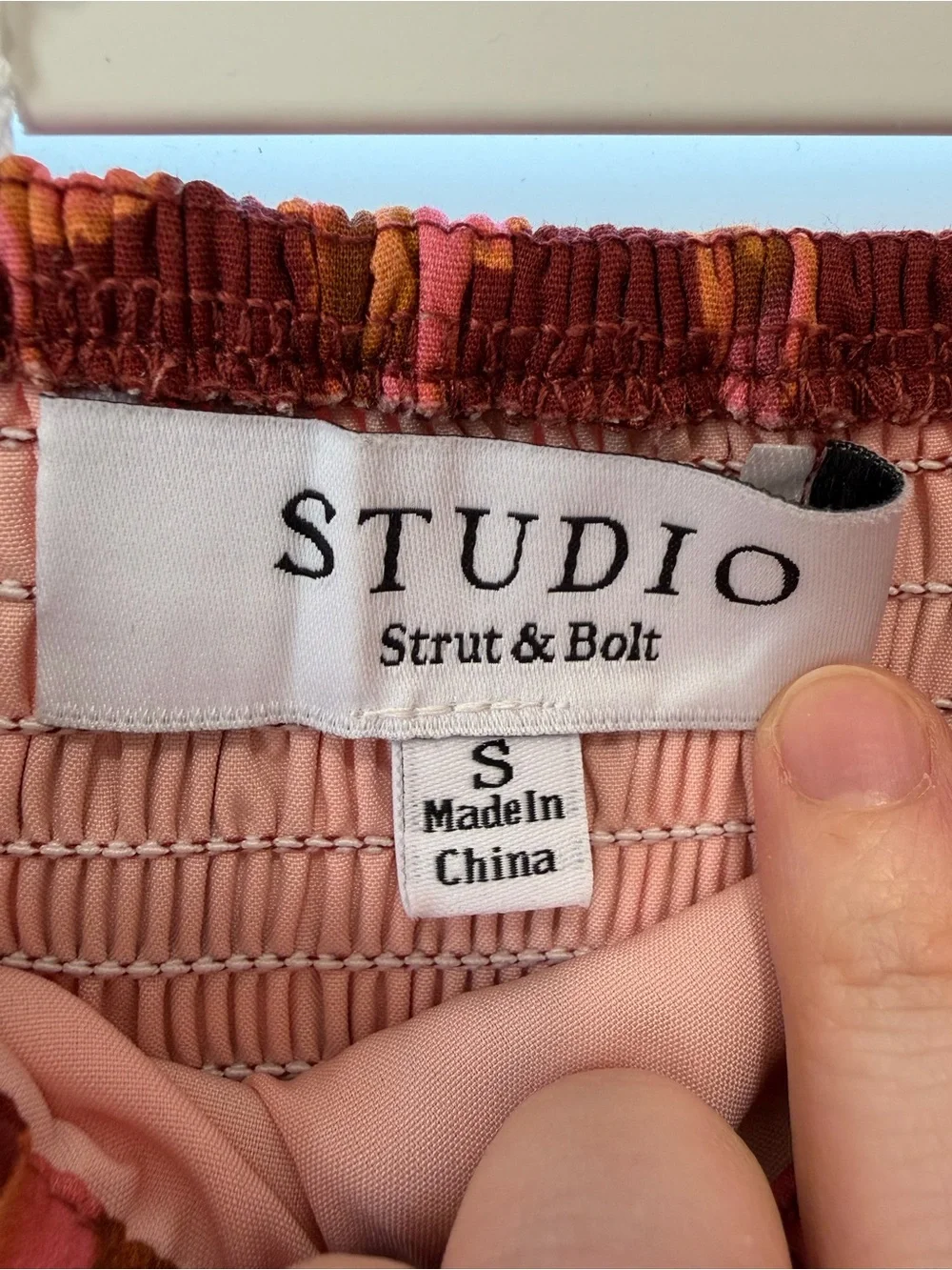 Boutique Pink and Burgundy Patterned Spaghetti-Strap Midi Dress - Picture 3 of 3